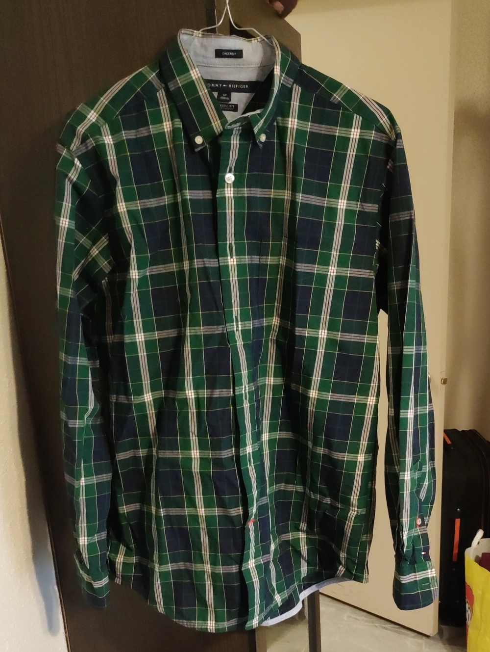 Tommy Hilfiger Green & Navy Plaid Button-Down Shirt